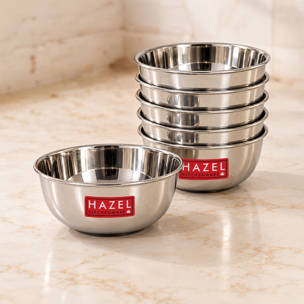 Stainless Steel Wati, Katori Bowl for Dal, Curry, Snacks, 300 ml, Set of 6