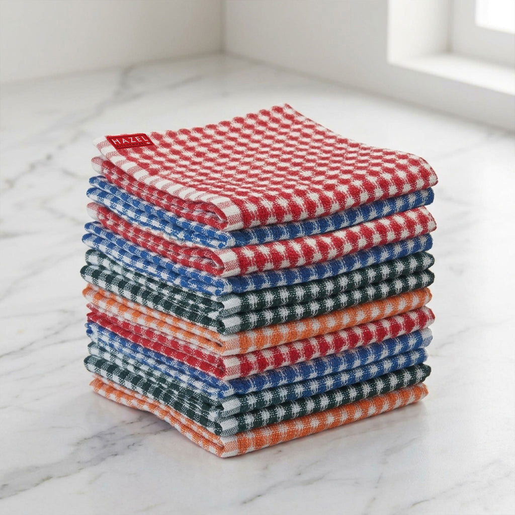 Kitchen Cleaning Cloth, Cotton Polyester Waffle Weave Towels, Set of 12