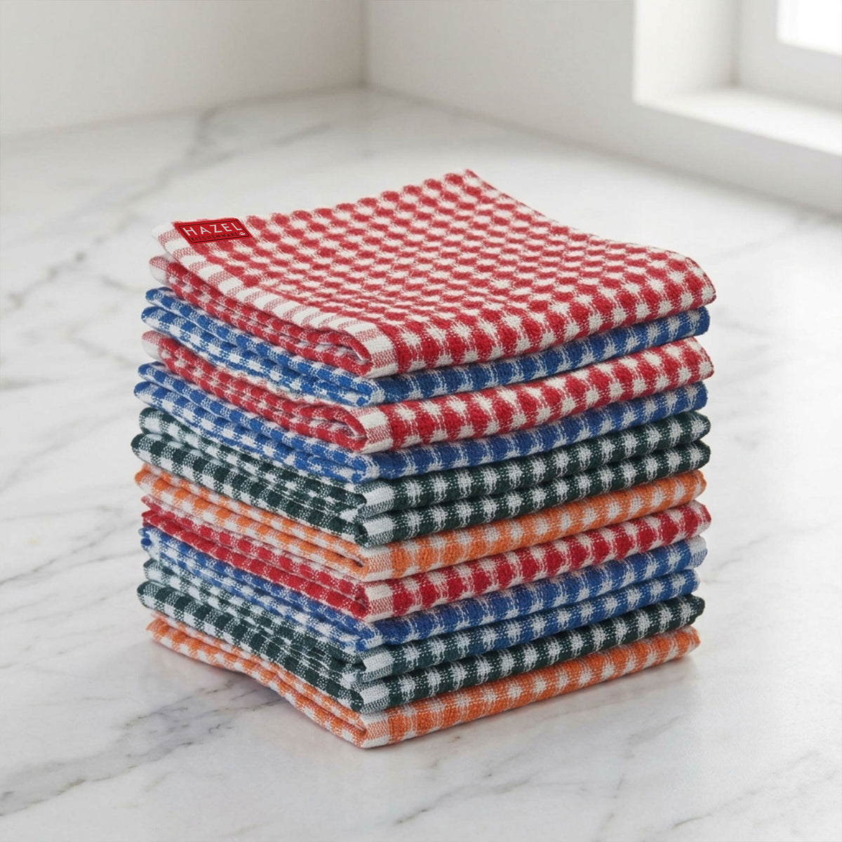 Kitchen Cleaning Cloth, Cotton Polyester Waffle Weave Towels, Set of 12