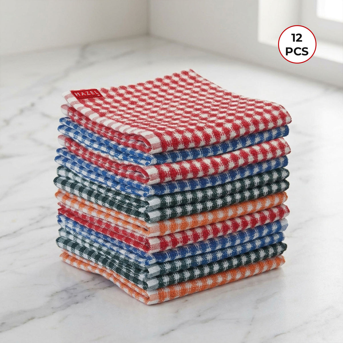Kitchen Cleaning Cloth, Cotton Polyester Waffle Weave Towels, Set of 12