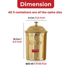 Airtight Golden Container for Tea Coffee & Sugar, 800 ml, Set Of 3