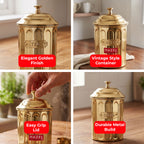 Airtight Golden Container for Tea Coffee & Sugar, 800 ml, Set Of 3