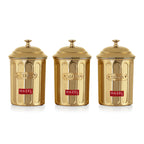 Airtight Golden Container for Tea Coffee & Sugar, 800 ml, Set Of 3