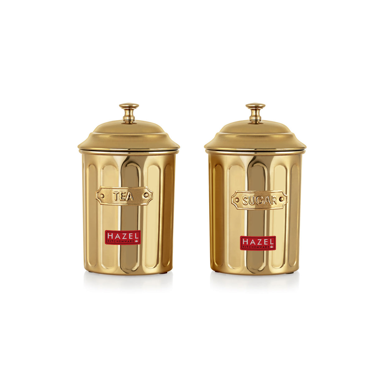 Golden Tea & Sugar Airight Container, 800 ml, Set Of 2