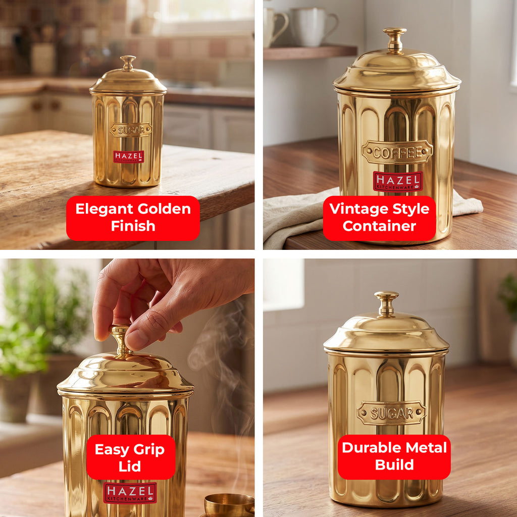 Golden Coffee & Sugar Airight Container, 800 ml, Set of 2