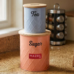 Tea and Sugar Container Set with Wooden Lid, Airtight Canisters, 1200 & 500 ml, Set Of 2