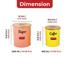 Coffee and Sugar Container Set with Wooden Lid, Airtight Canisters, 1200 & 800 ml, Set Of 2