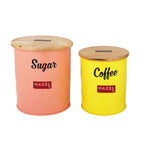 Coffee and Sugar Container Set with Wooden Lid, Airtight Canisters, 1200 & 800 ml, Set Of 2