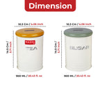 Airtight Tea and Sugar Container with Labels for Kitchen Storage, 900 ml, Set of 2
