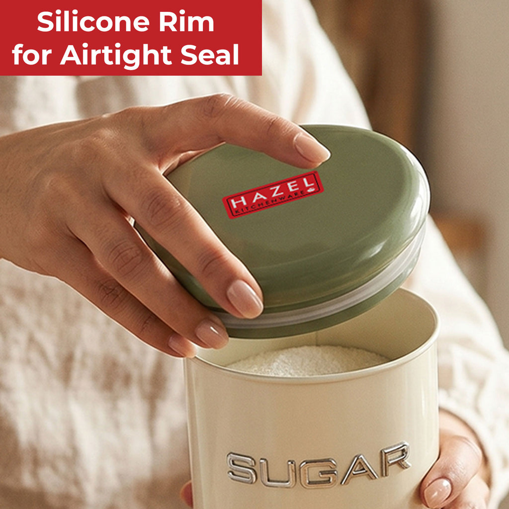 Airtight Tea and Sugar Container with Labels for Kitchen Storage, 900 ml, Set of 2