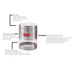 Stainless Steel See Through Matt Finish Container Set of 4, Silver, 500 ML