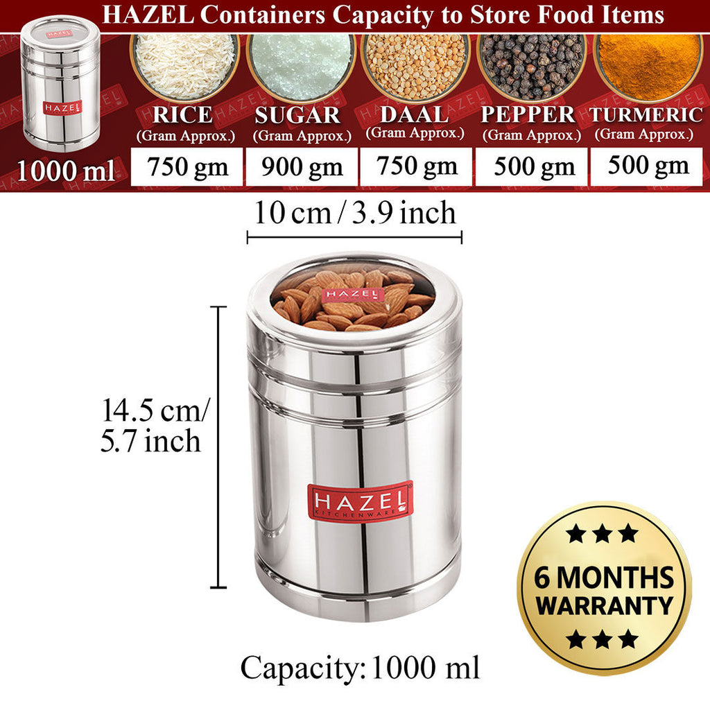 Stainless Steel Container with Transparent Lid, 1000 ML Set of 12