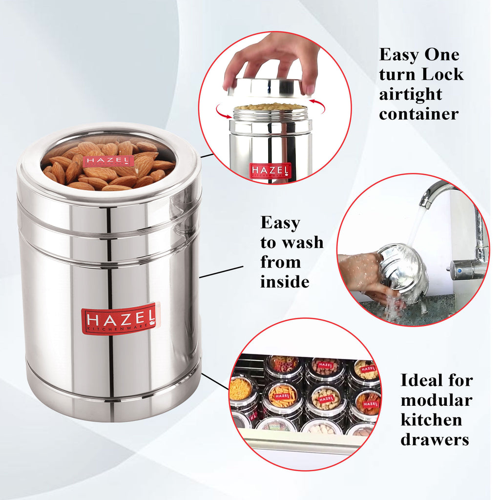 Stainless Steel Container with Transparent Lid, 1400 ML Set of 12