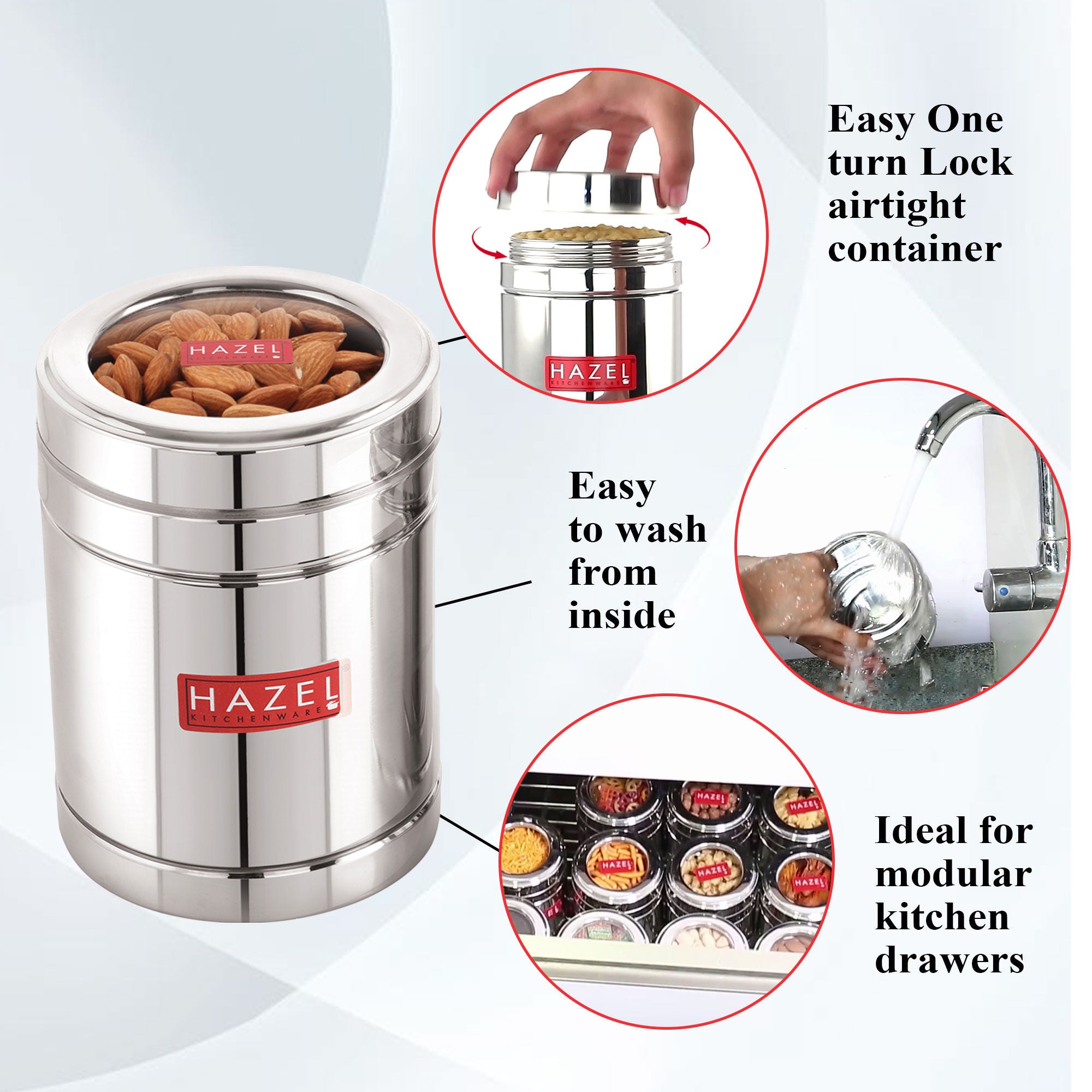 Stainless Steel Container with Transparent Lid, 1400 ML Set of 12