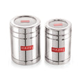 Stainless Steel Tea Sugar Container Set with Transparent Lid, Set of2