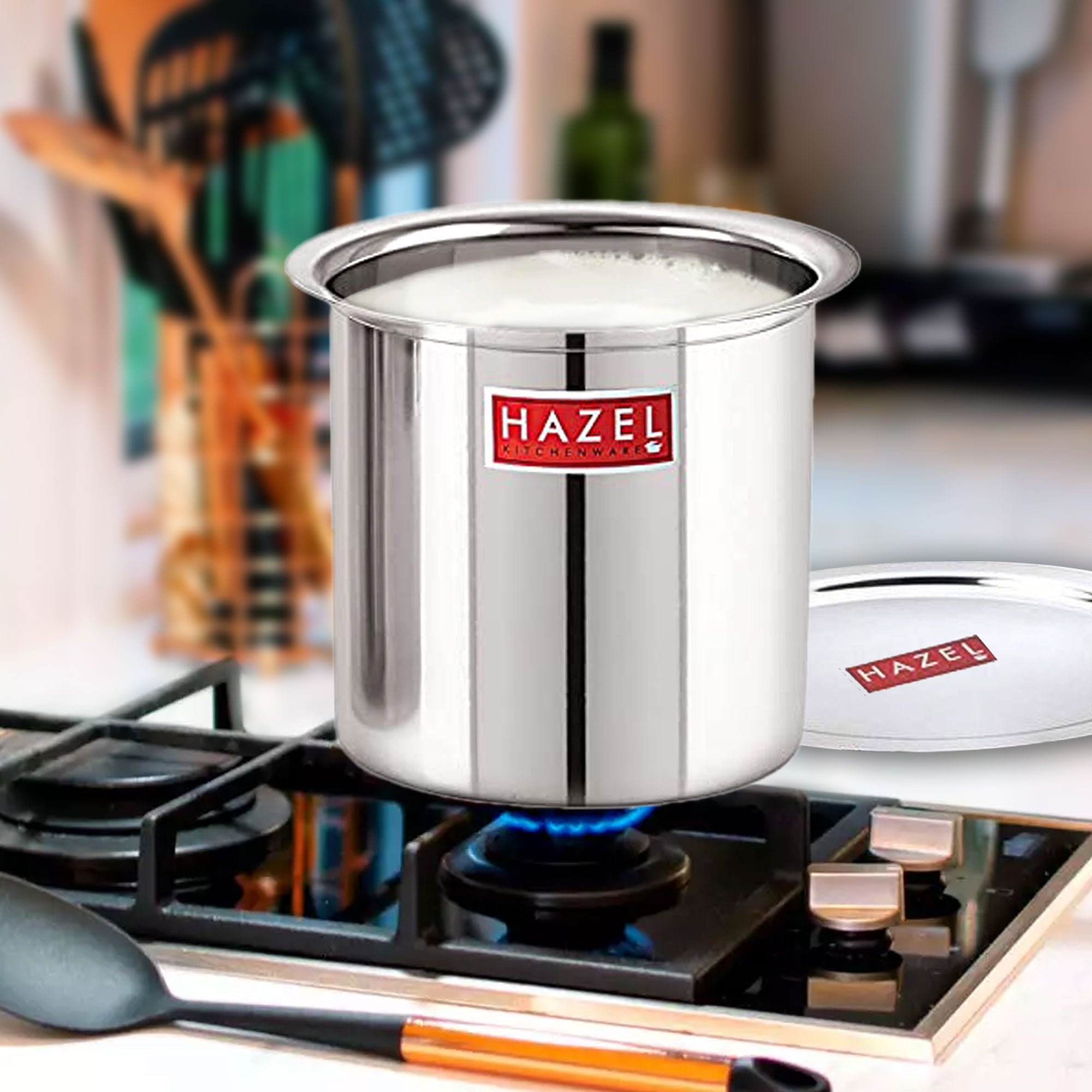 Stainless Steel Milk Pot with Lid, Milk Boiler Vessel, 2200 ml
