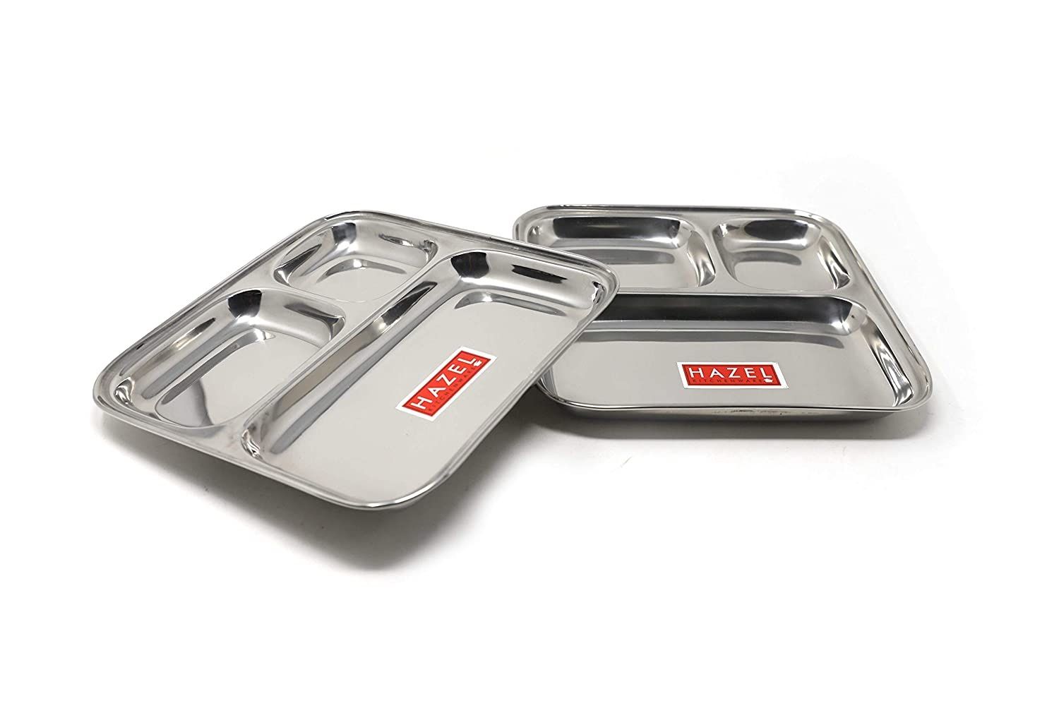 Stainless Steel Compartment Plate Set of 2, Bhojan Thali, 25 cm