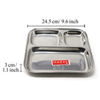 Stainless Steel Compartment Plate Set of 2, Bhojan Thali, 25 cm
