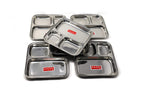 Stainless Steel Compartment Plate Set of 6, Bhojan Thali, 25 cm