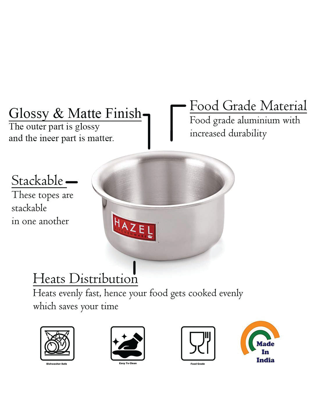 Aluminium Patila Tope with Lid, 1000 ml Cooking Pot