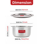 Induction Base Aluminium Tope(Patila) with Lid, 3000 ML, 22.5 cm