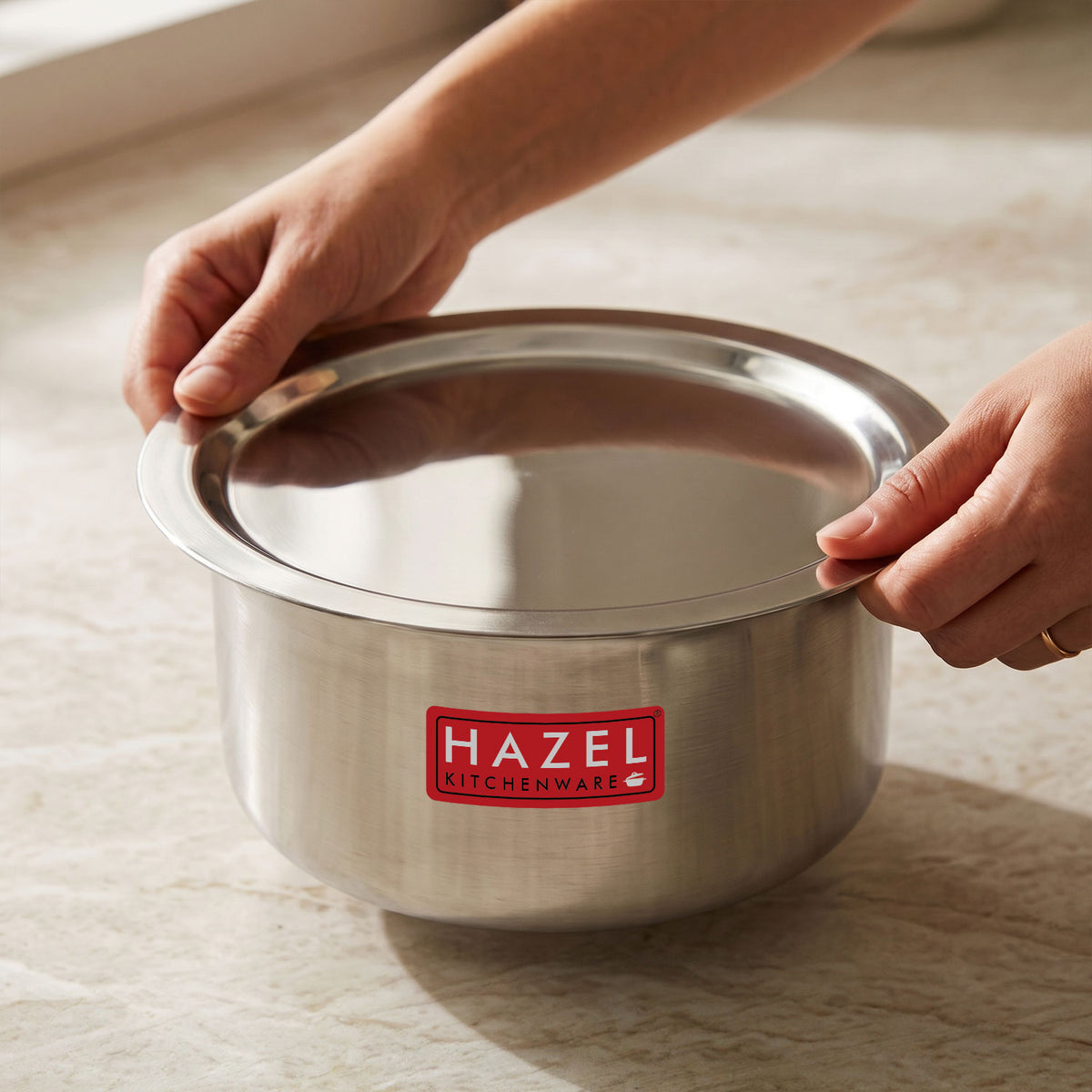 Induction Base Aluminium Tope(Patila) with Lid, 3000 ML, 22.5 cm