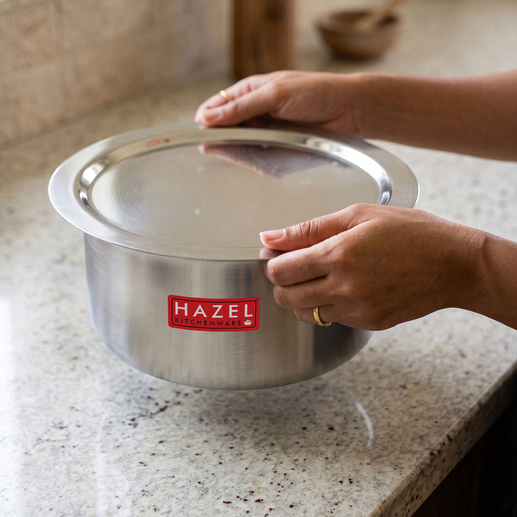 Induction Base Aluminium Tope(Patila) with Lid, 3500 ML, 24.7 cm