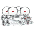 Stainless Steel Dinner Set 36 Pcs, Thali Set with Plates, Bowls & Glasses