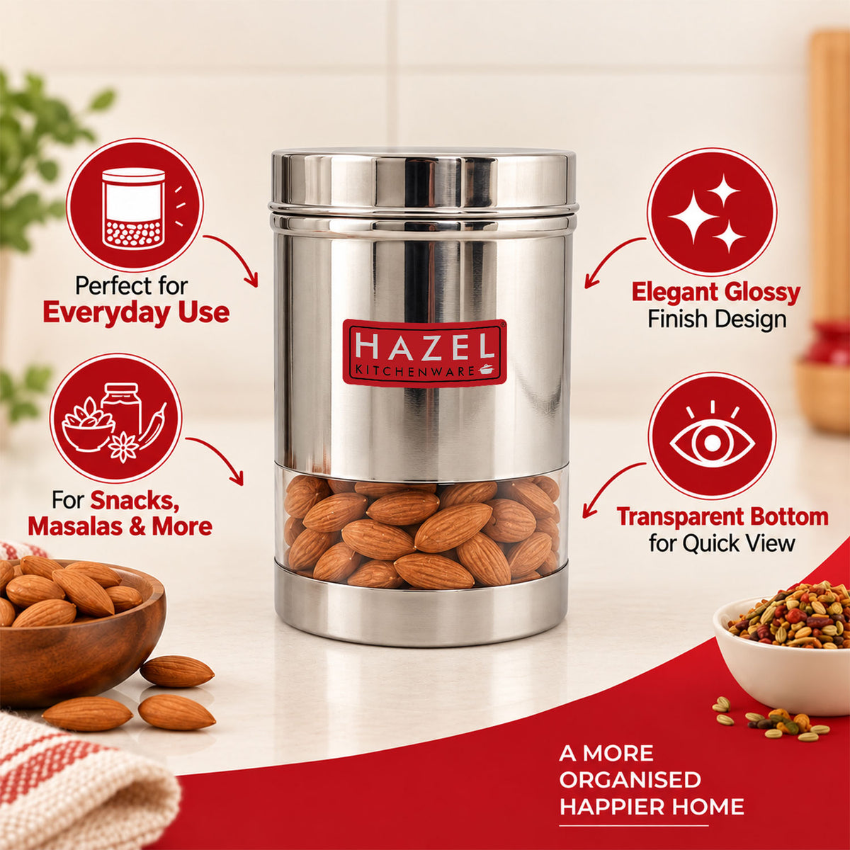 Stainless Steel Airtight See Through Container