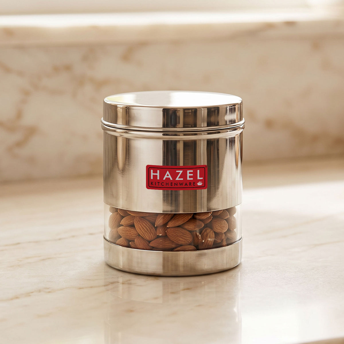 Stainless Steel Transparent Wide Mouth See Through Container, Silver, 1100 ml