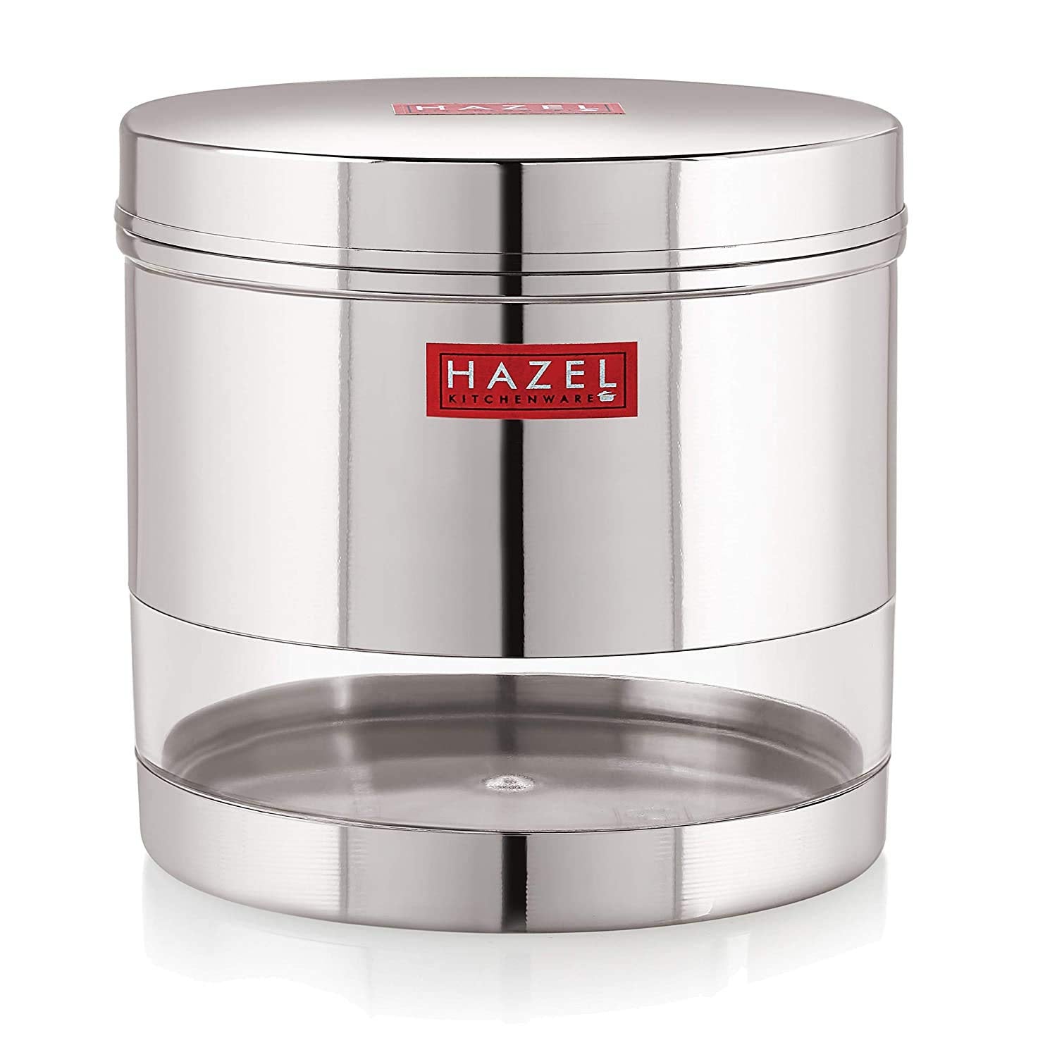 Stainless Steel Transparent Wide Mouth See Through Container, Silver, 1100 ml