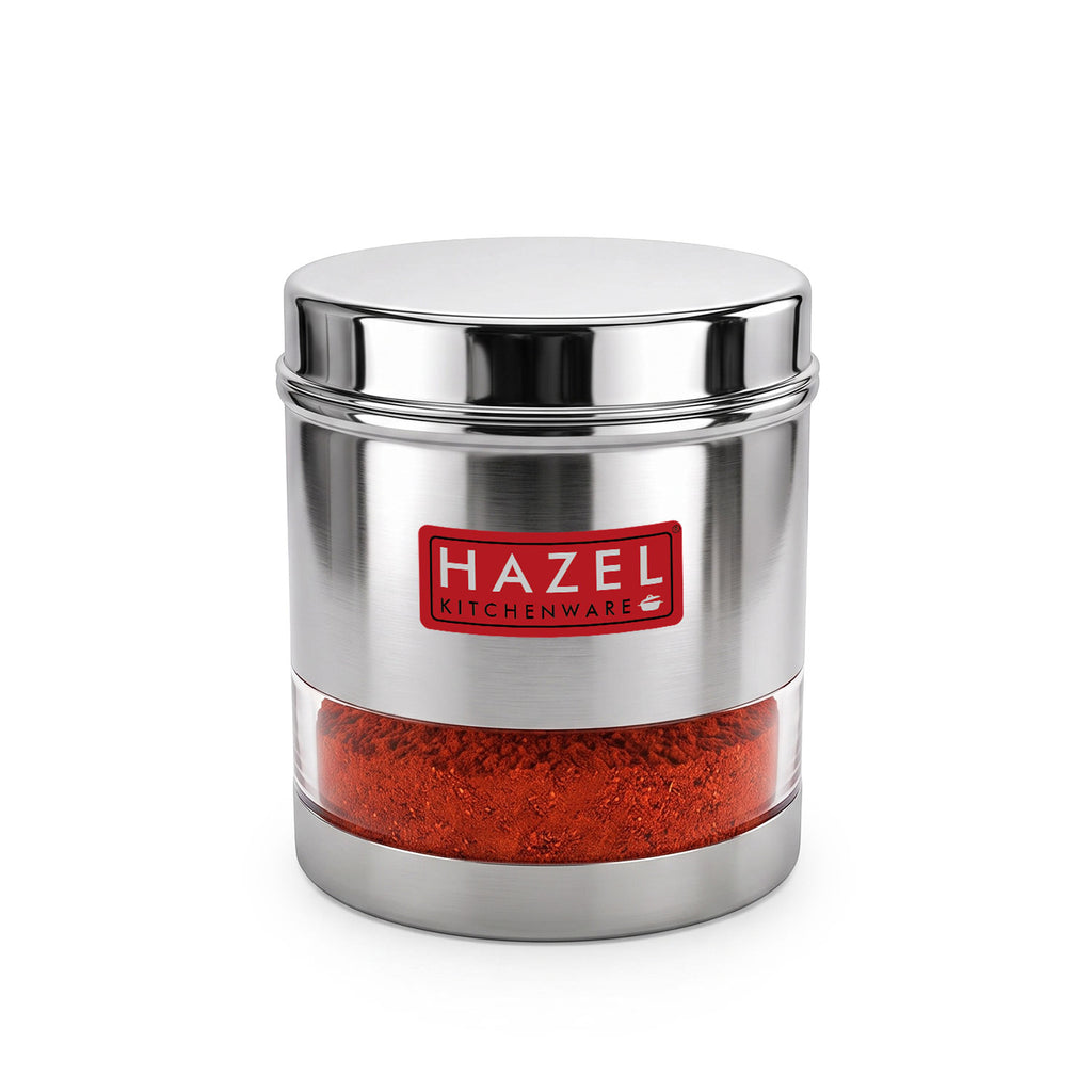 Stainless Steel Transparent Wide Mouth See Through Container, Silver, 1100 ml