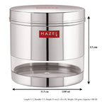 Stainless Steel Transparent Wide Mouth See Through Container, Silver, 1100 ml