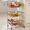 Stainless Steel 3-Layer Fruit & Vegetable Basket Trolley with Wheels, 26 Inches