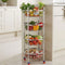 Stainless Steel 4-Layer Fruit & Vegetable Basket Trolley with Wheels, 14 x 30.6 Inches