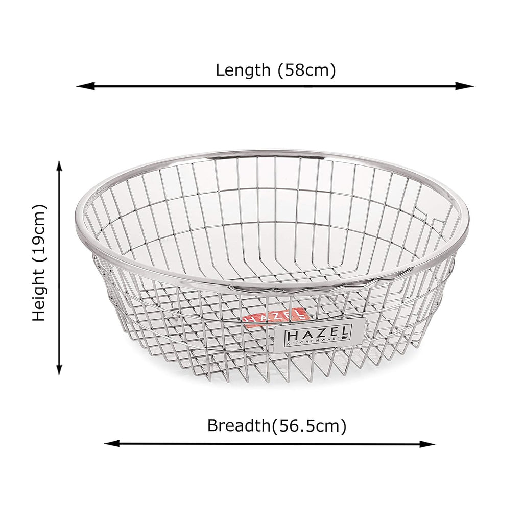 Stainless Steel Dish Drainer Bowl Bartan Basket Utensil Drying Rack Round Large Stand for Kitchen
