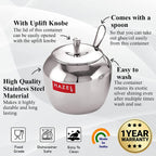 Stainless Steel Apple Shape Kitchen Storage Ghee Dani Oil Pot Container, 260 ML