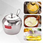 Stainless Steel Apple Shape Kitchen Storage Ghee Dani Oil Pot Container, 260 ML