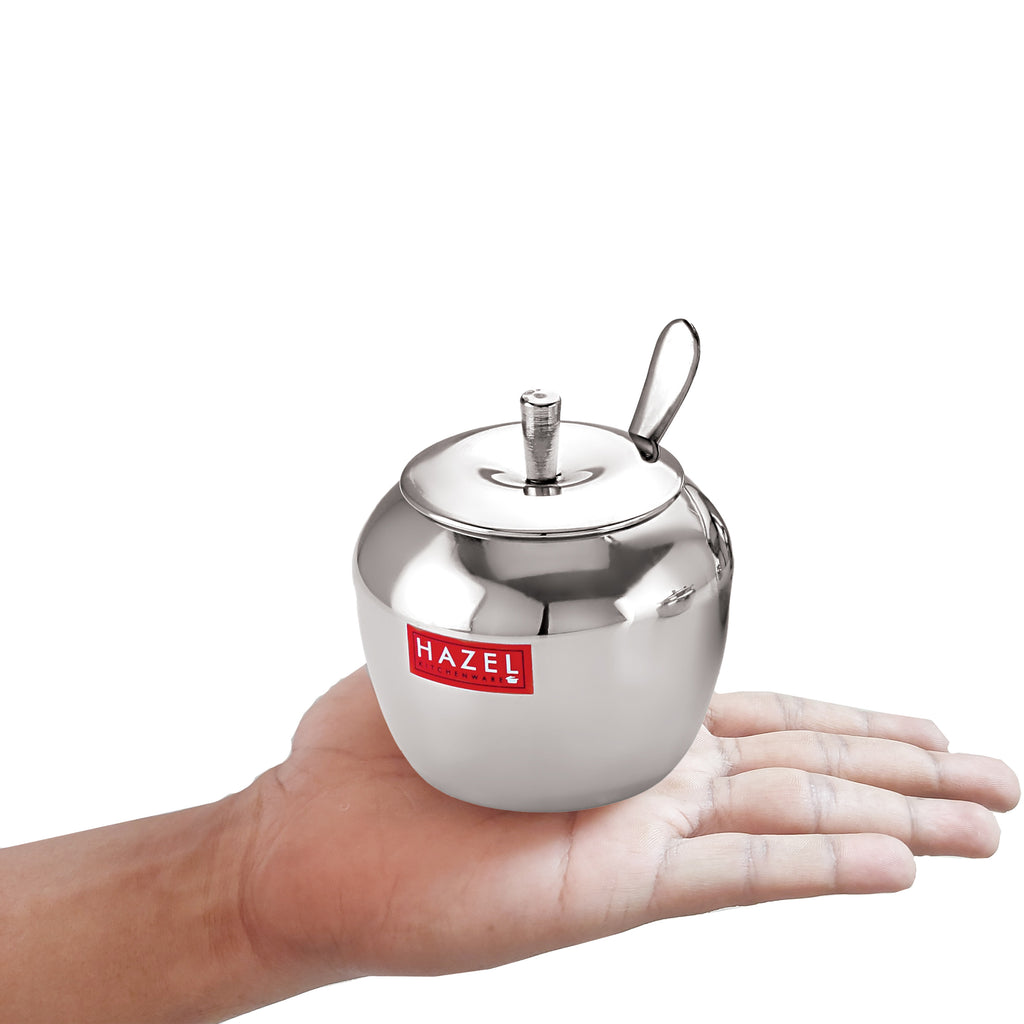 Stainless Steel Apple Shape Kitchen Storage Ghee Dani Oil Pot Container, 260 ML