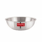 Empty stainless steel tasra shown front-on against a white background.