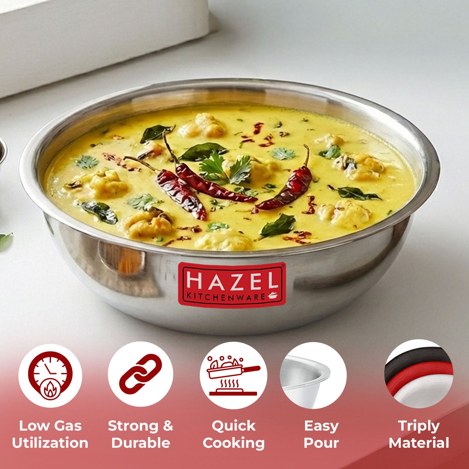 Triply Stainless Steel  Tasla with Induction Bottom,, 2.6 L, 24.5 cm