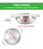 Dimension diagram of the kadai showing 37 cm top diameter, 11.6 cm height, 28 cm base diameter