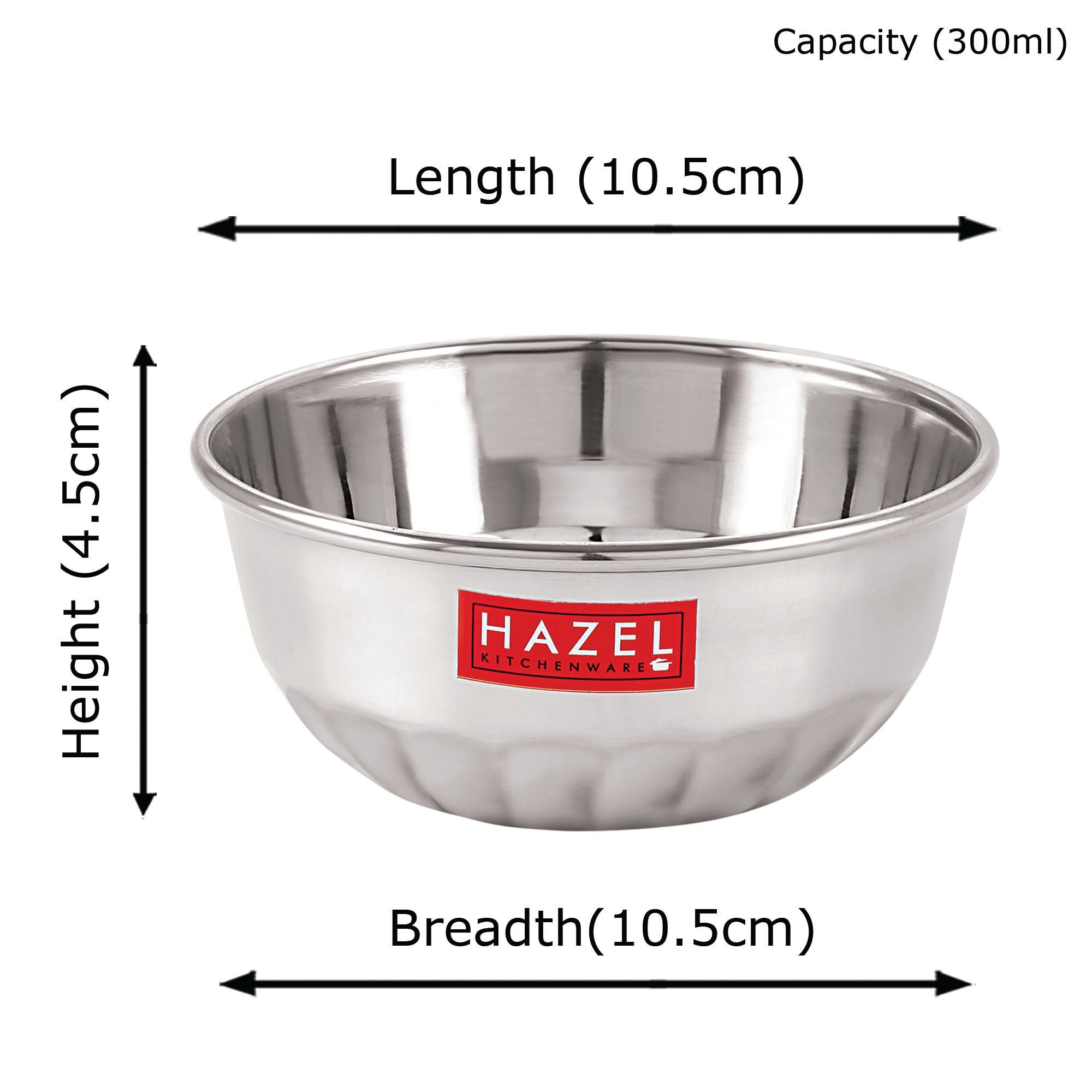 Stainless Steel Serving Bowl Wati Dessert Vati Katori, Set of 1, 300 ML, Silver