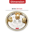 Stainless Steel Pooja Aarti Thali Set With Diva, 22cm