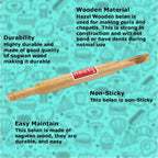 Wooden Belan Rolling Pin, Roti & Chapati Dough Roller, 35 cm