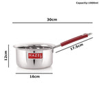 Stainless Steel Milk Saucepan Tea Pan With Fixed Rubber Grip Handle, 1000 ml, Silver
