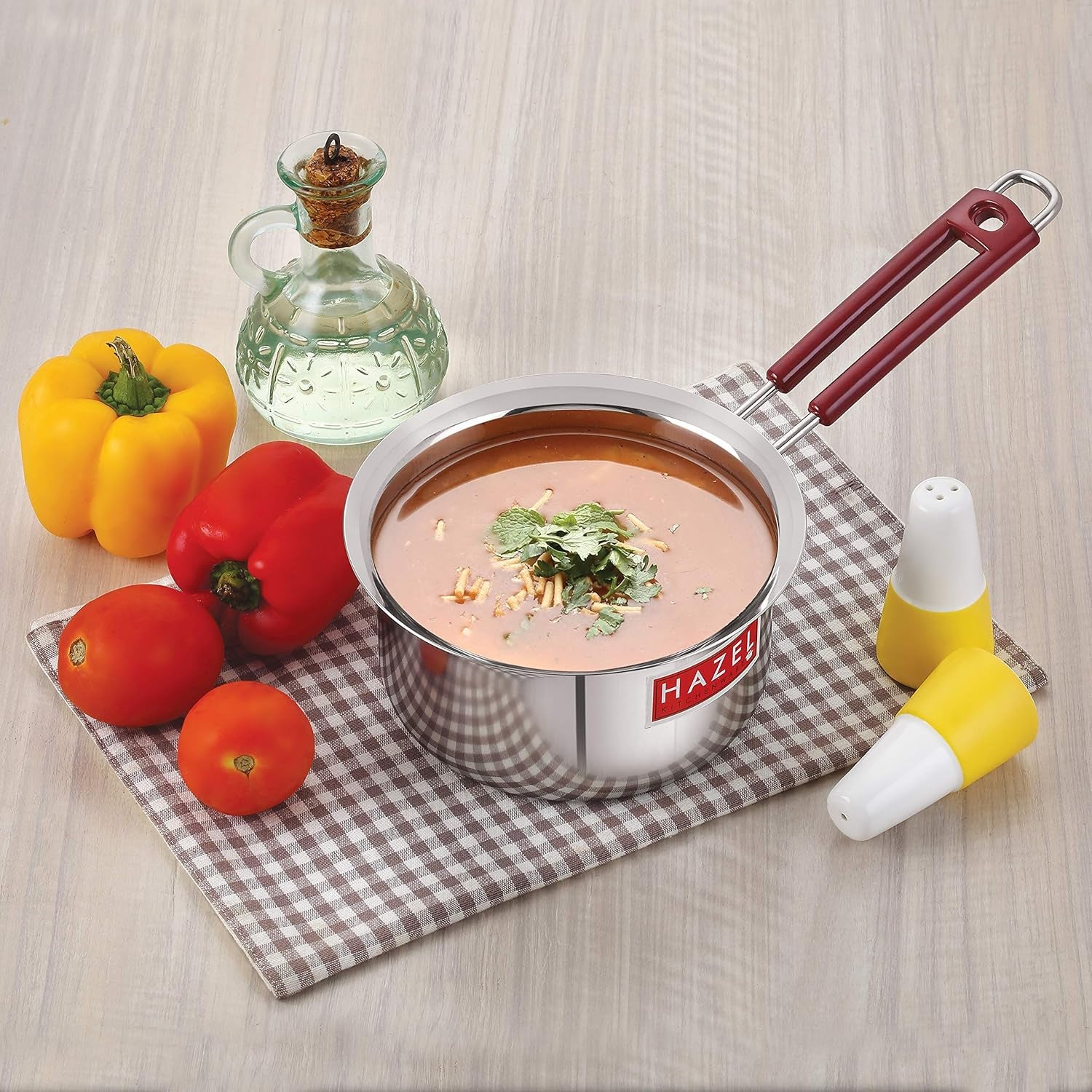 Stainless Steel Milk Saucepan Tea Pan With Fixed Rubber Grip Handle, 1900 ml, Silver