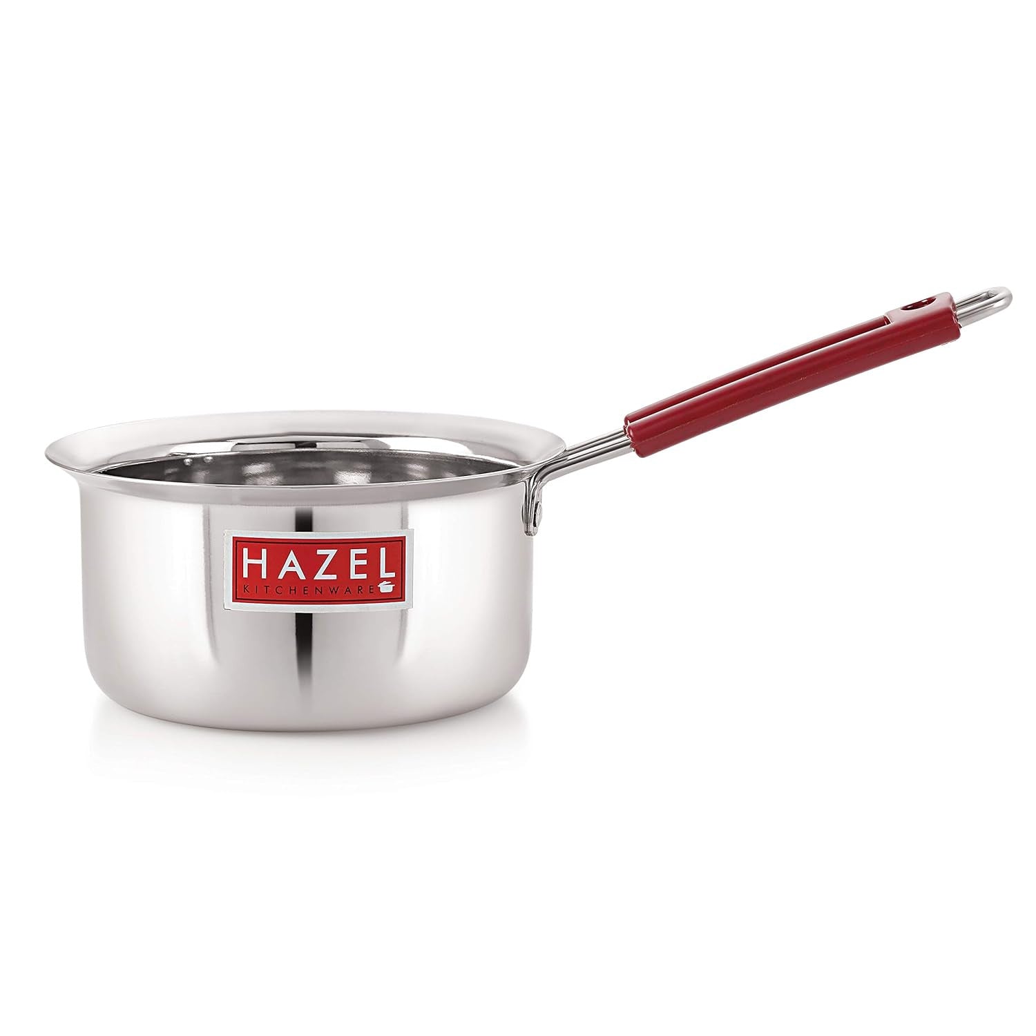 Stainless Steel Milk Saucepan Tea Pan With Fixed Rubber Grip Handle, 1900 ml, Silver