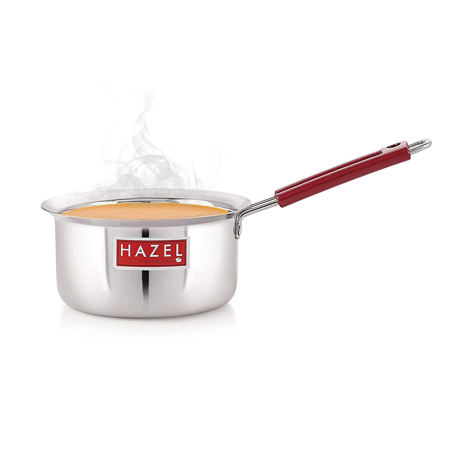 Stainless Steel Milk Saucepan Tea Pan With Fixed Rubber Grip Handle, 1900 ml, Silver