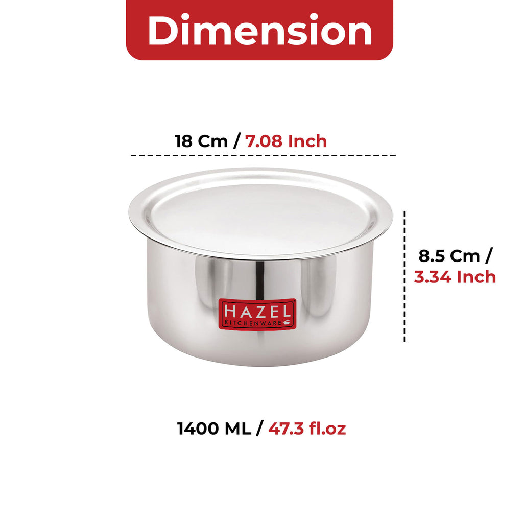 Tope with lid annotated with length, breadth, and height dimensions (18 cm, 18 cm, 8.5 cm).